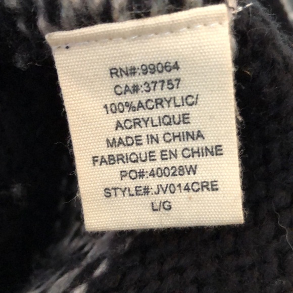 Billabong open front sweater. Black,gray,white. Size large - Picture 8 of 10